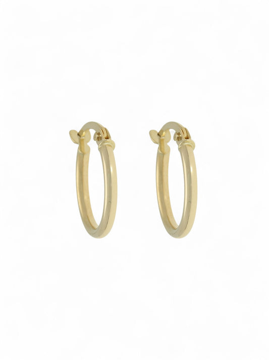9ct Yellow Gold Thin Round Hoop Earrings 10mm