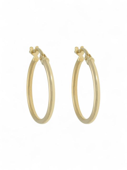 9ct Yellow Gold Thin Round Hoop Earrings 15mm