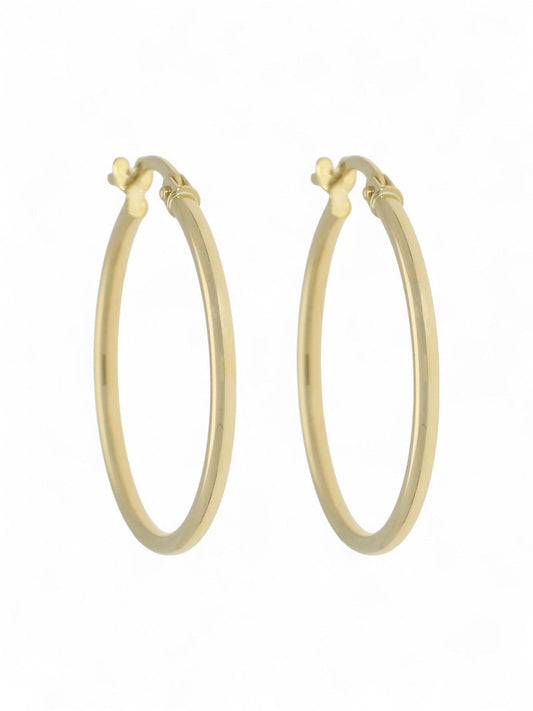 9ct Yellow Gold Thin Round Hoop Earrings 20mm