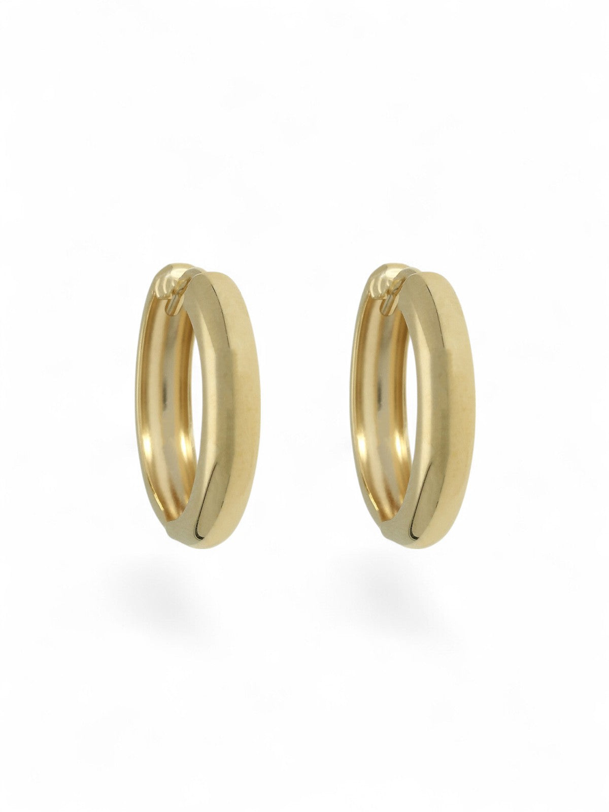 9ct Yellow Gold Round Tube Hoop Earrings 10mm