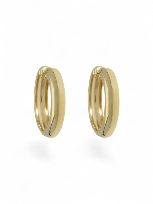 9ct Yellow Gold Round Tube Hoop Earrings 10mm