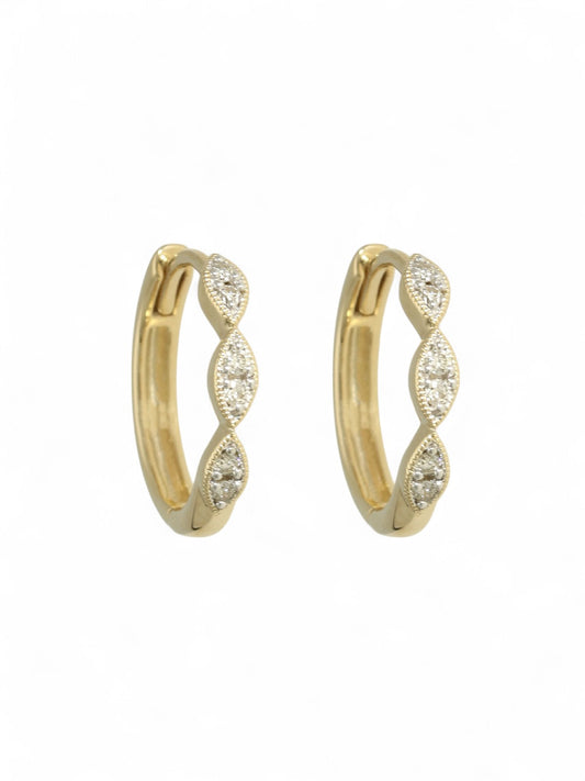 Diamond Marquise Hoop Earrings in 9ct Yellow Gold