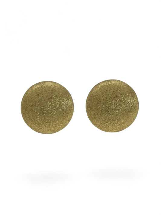 Satin Hollow Button Stud Earrings 9mm in 9ct Yellow Gold