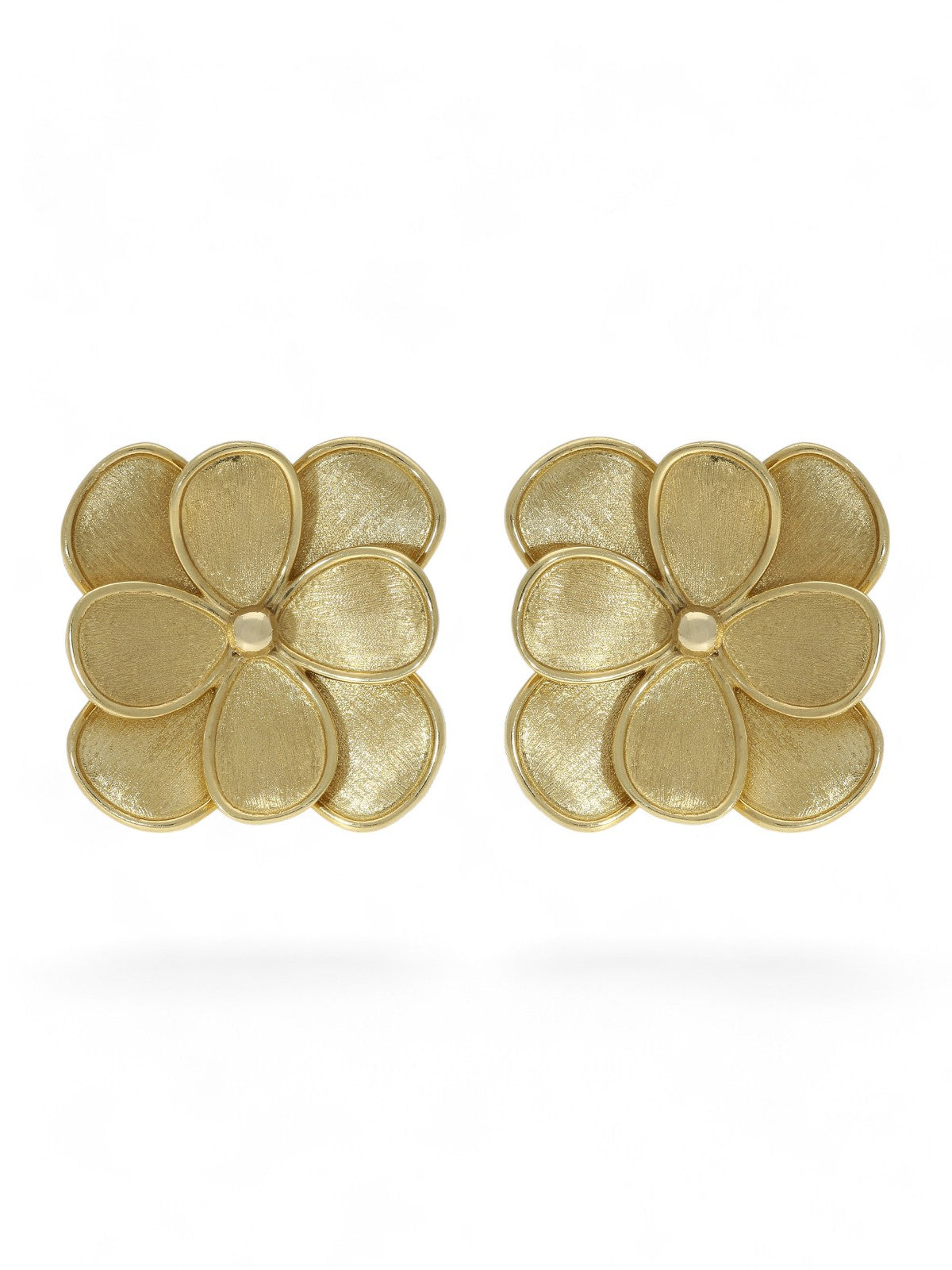 Flower Stud Earrings 22mm in 9ct Yellow Gold