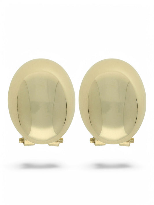 Oval Domed Clip In Earrings in 9ct Yellow Gold