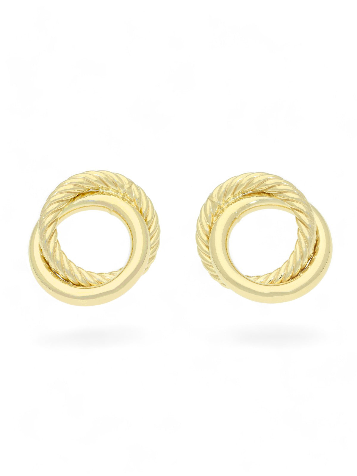 Rope Patterned Link Hoop Stud Earrings in 9ct Yellow Gold