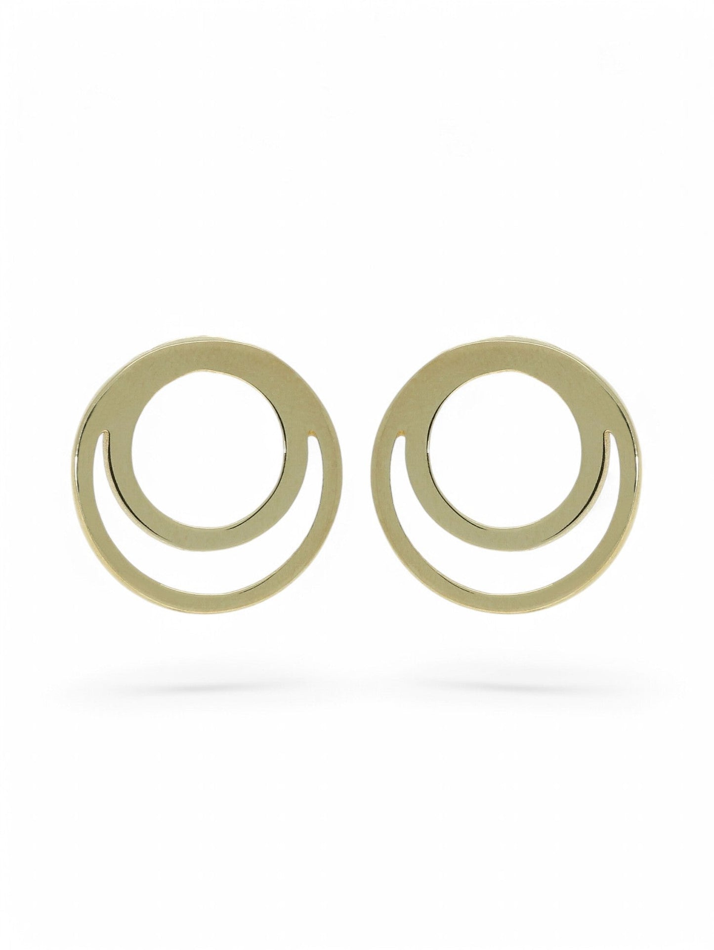 Polished Double Circle Stud Earrings in 9ct Yellow Gold