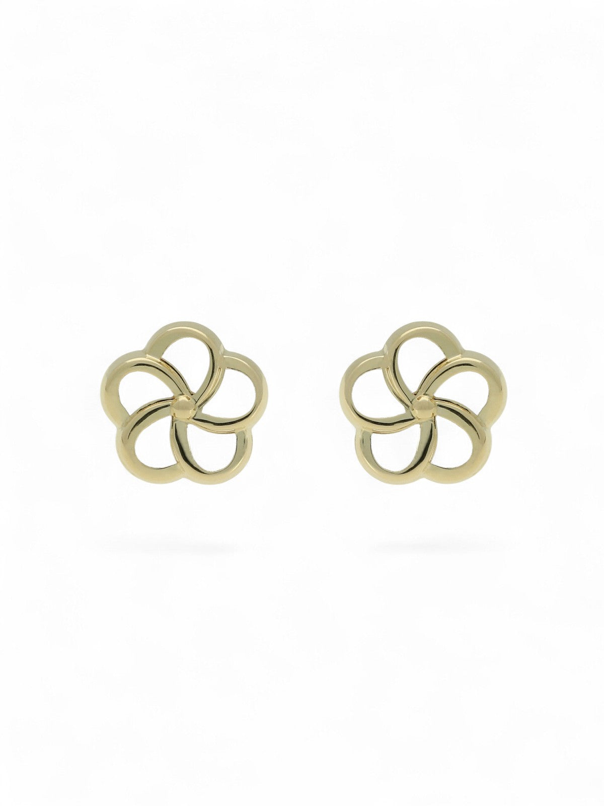 Polished Flower Stud Earrings in 9ct Yellow Gold