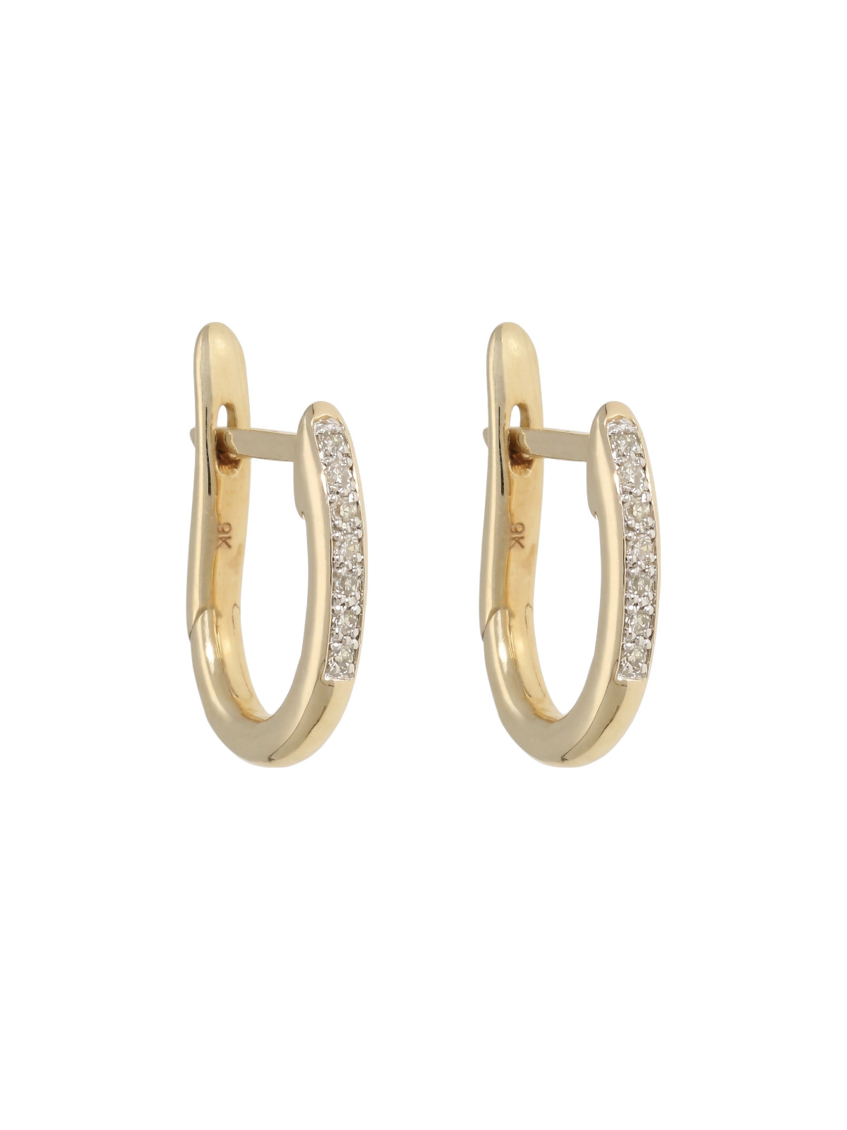 Diamond Huggie Hoop Earrings with 0.05ct of Round Brilliant Diamonds in 9ct Yellow Gold