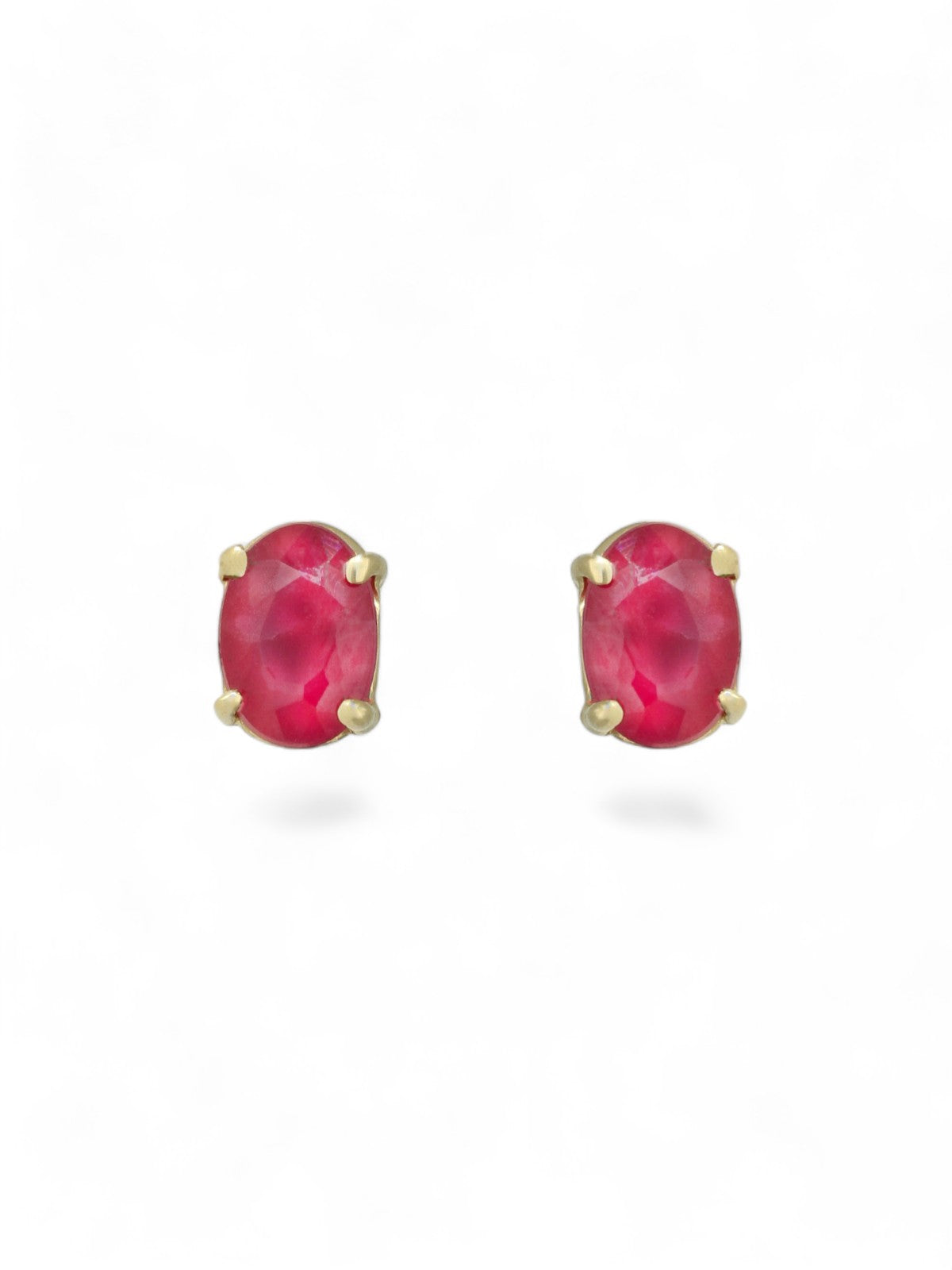 Ruby Oval Cut Single Stone Earrings in 9ct Yellow Gold