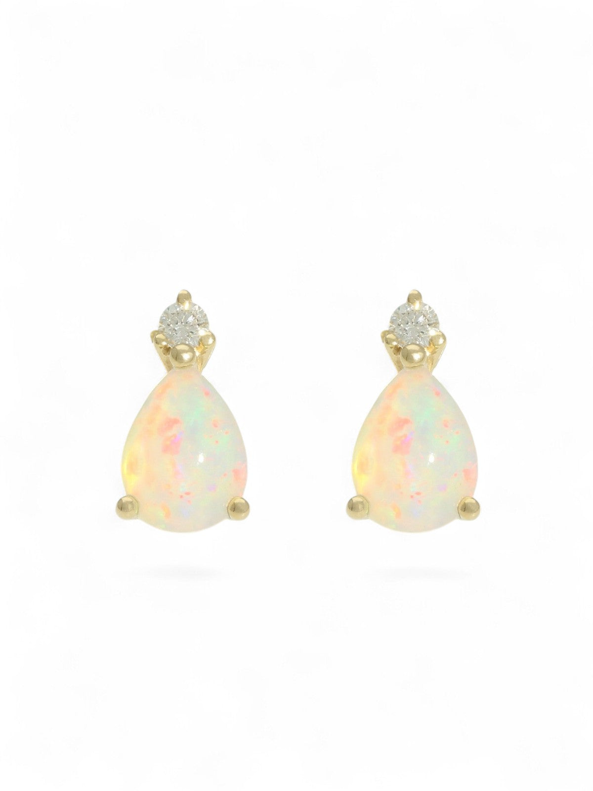 Opal & Diamond Drop Earrings in 9ct Yellow Gold