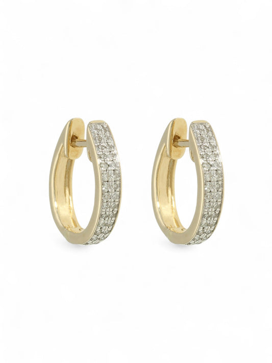 Diamond Huggie Hoop Earrings in 9ct Yellow Gold