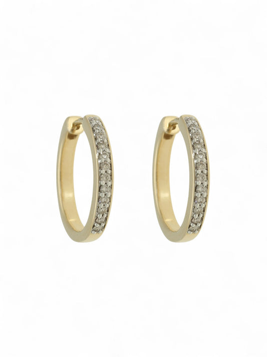 Diamond Huggie Hoop Earrings in 9ct Yellow Gold