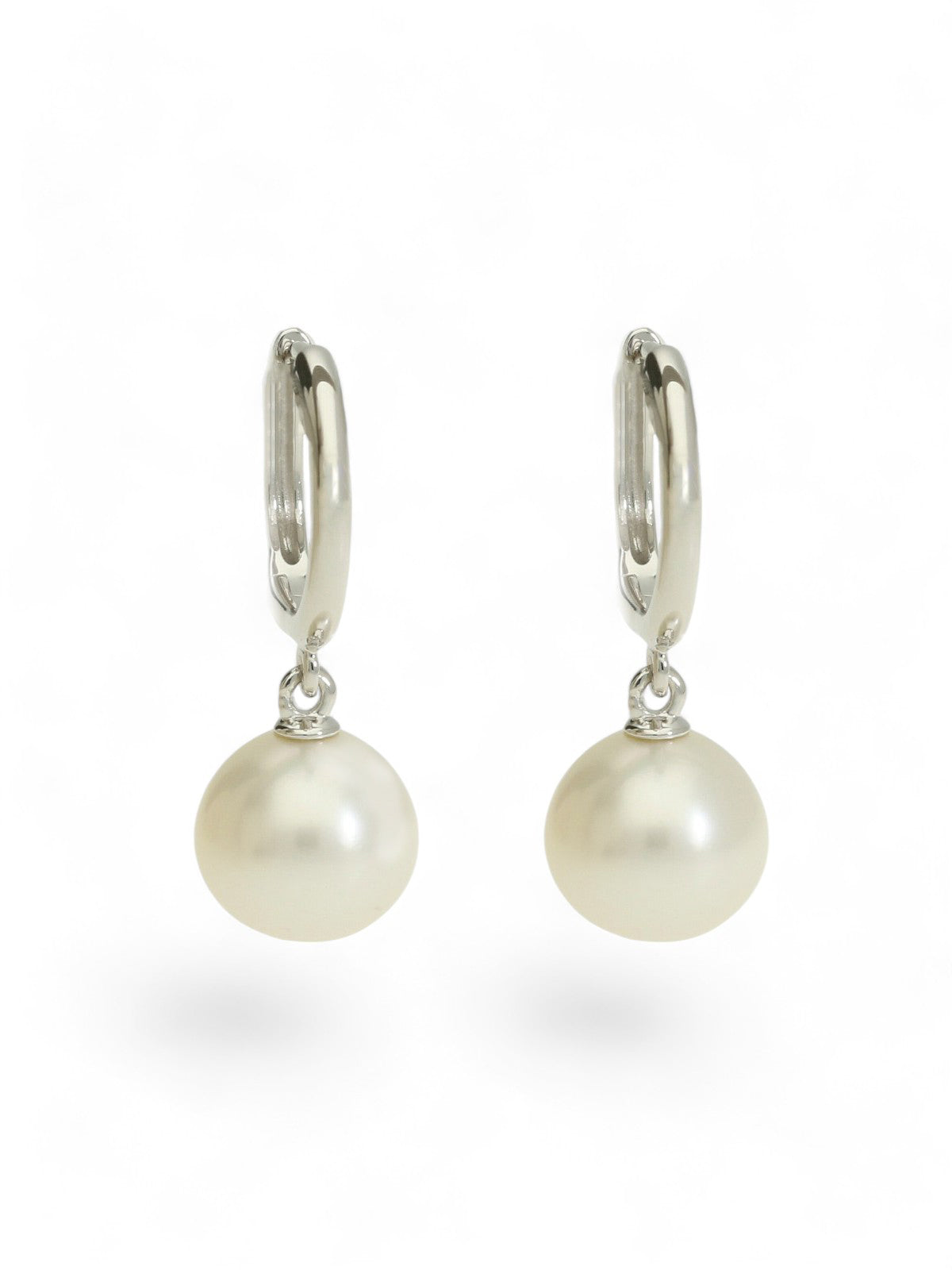 Cultured Pearl Huggy Hoop Earrings in 9ct White Gold