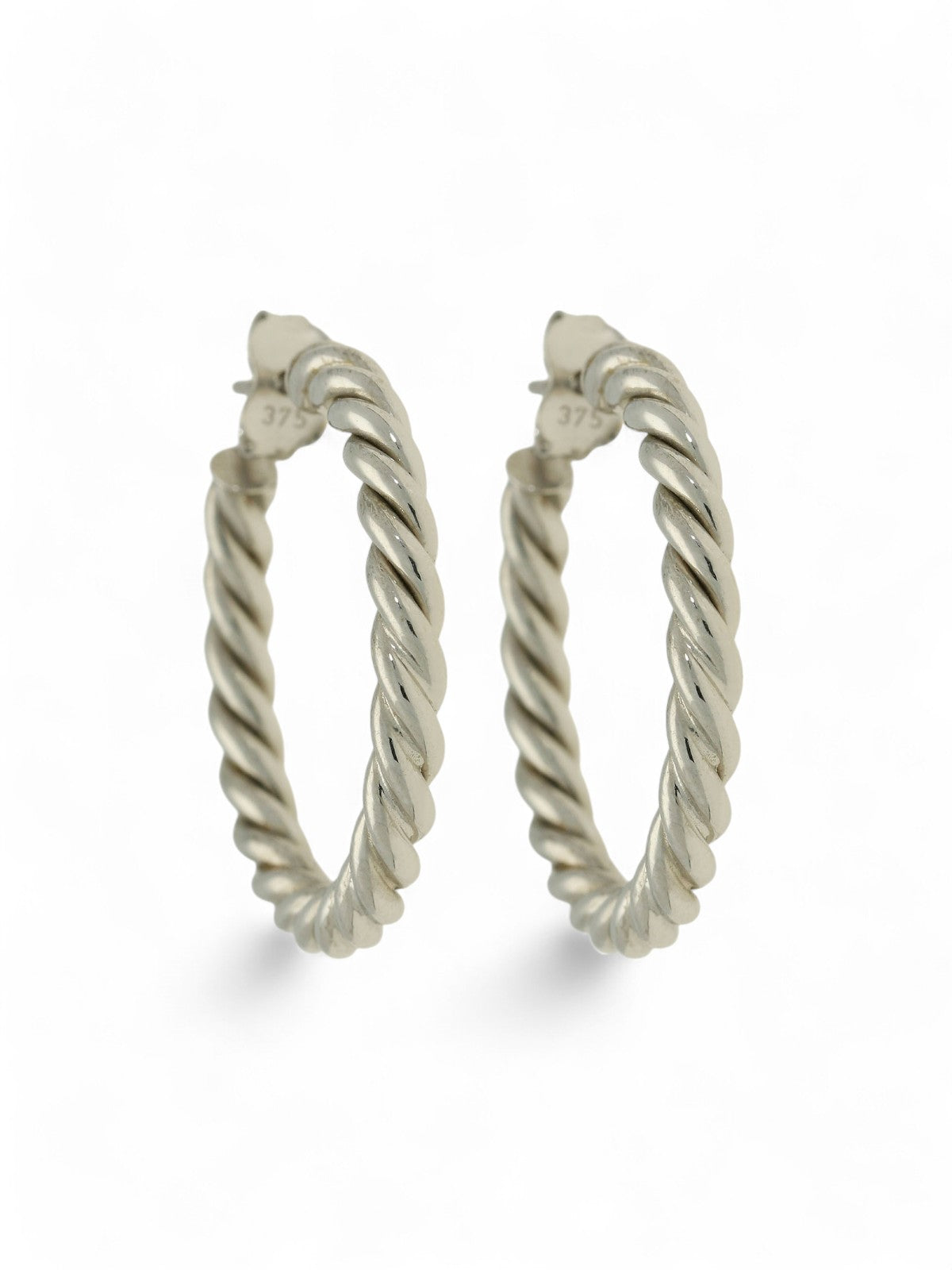 Twisted Rope Hoop Earrings in 9ct White Gold