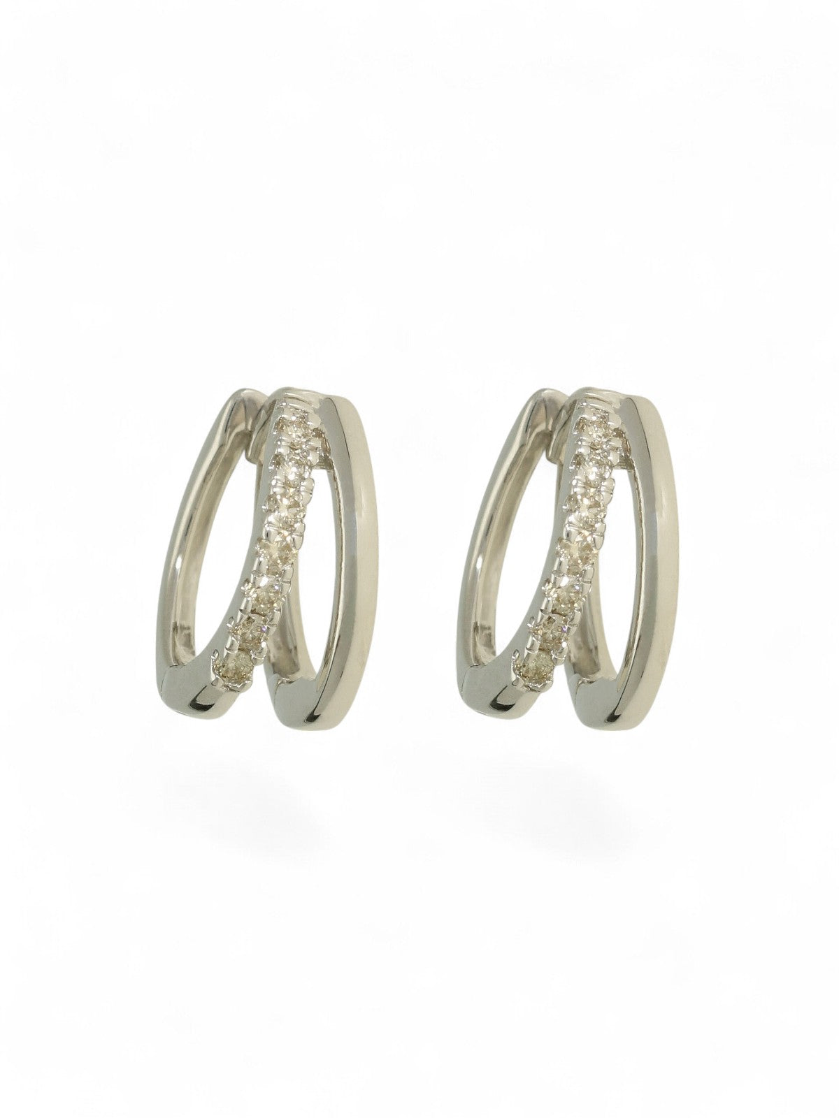 Diamond Double Hoop Earrings in 9ct White Gold