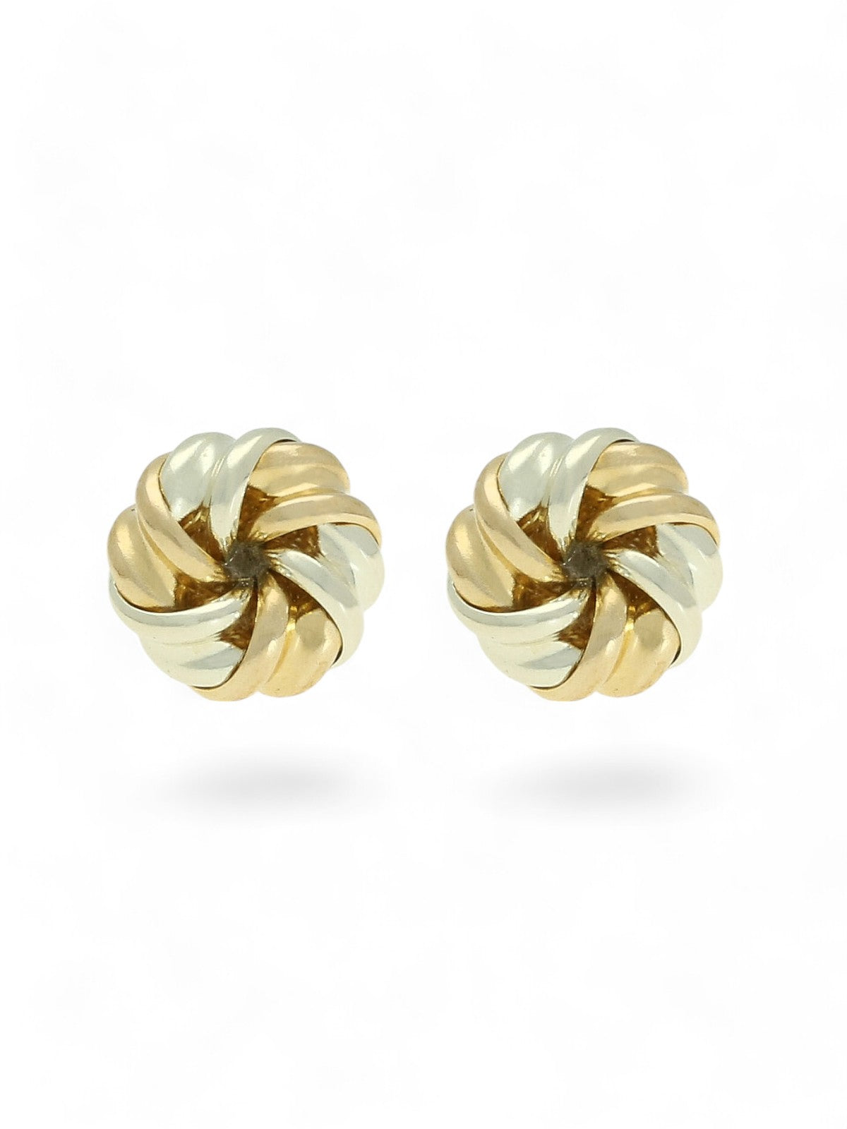 Fancy Swirl Stud Earrings 6mm in 9ct Yellow and White Gold