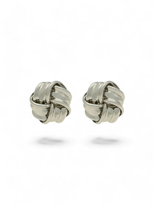 Ribbon Knot Stud Earrings 8mm in 9ct White Gold