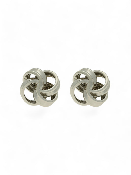 Double Thread Loop Knot Stud Earrings 9mm in 9ct White Gold