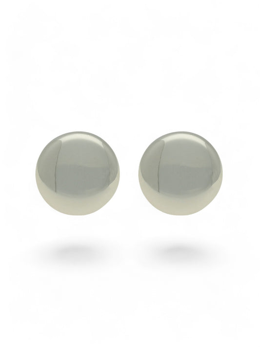 Polished Button Stud Earrings in 9ct White Gold