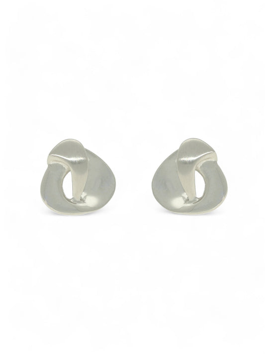 Fancy Knot Stud Earrings in 9ct White Gold
