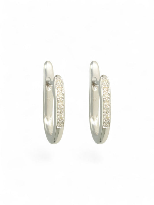 Diamond Channel Set Huggie Hoop Earrings in 9ct White Gold