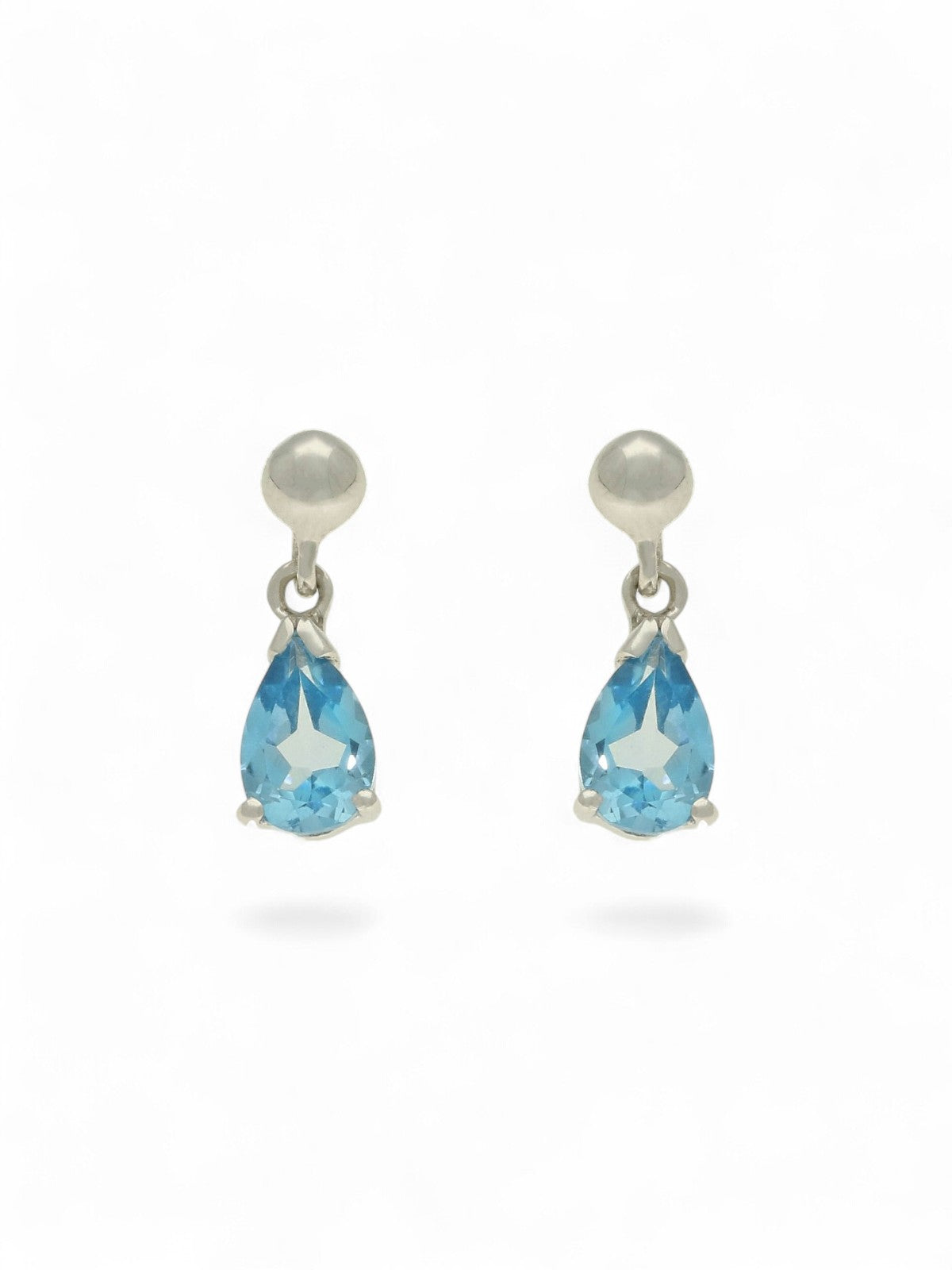 Blue Topaz Pear Drop Earrings in 9ct White Gold