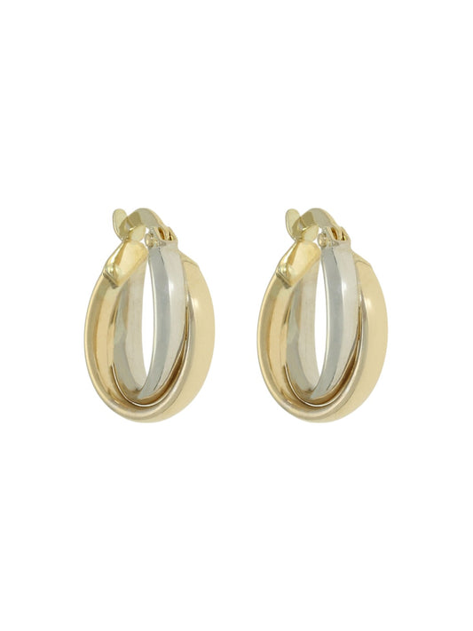 9ct Yellow & White Gold Interlocking Hoop Earrings 10mm