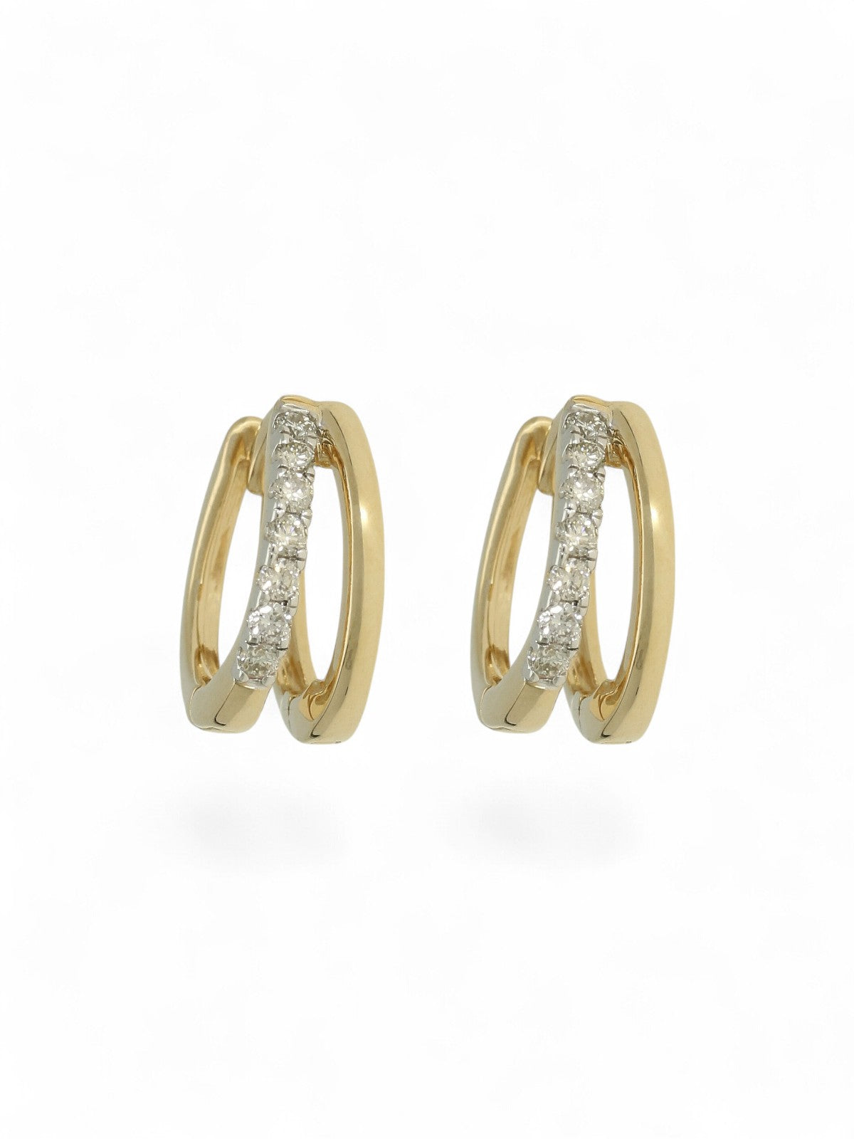 Diamond Double Hoop Earrings in 9ct Yellow Gold