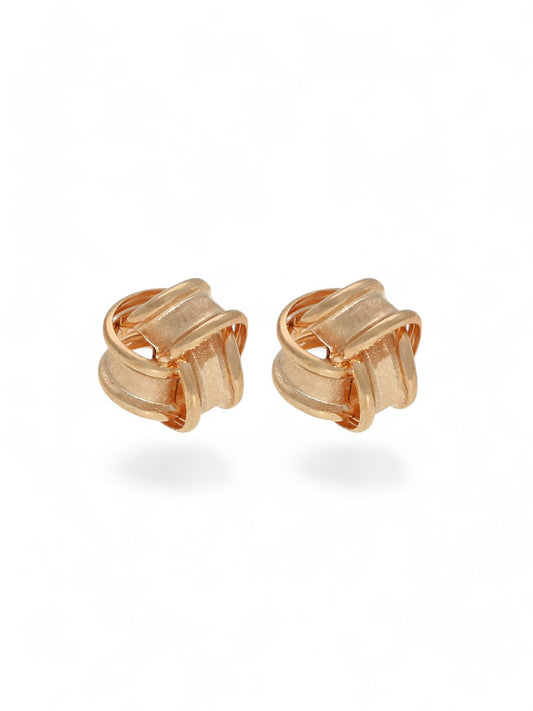 Frosted Ribbon Knot Stud Earrings 7.5mm in 9ct Rose Gold