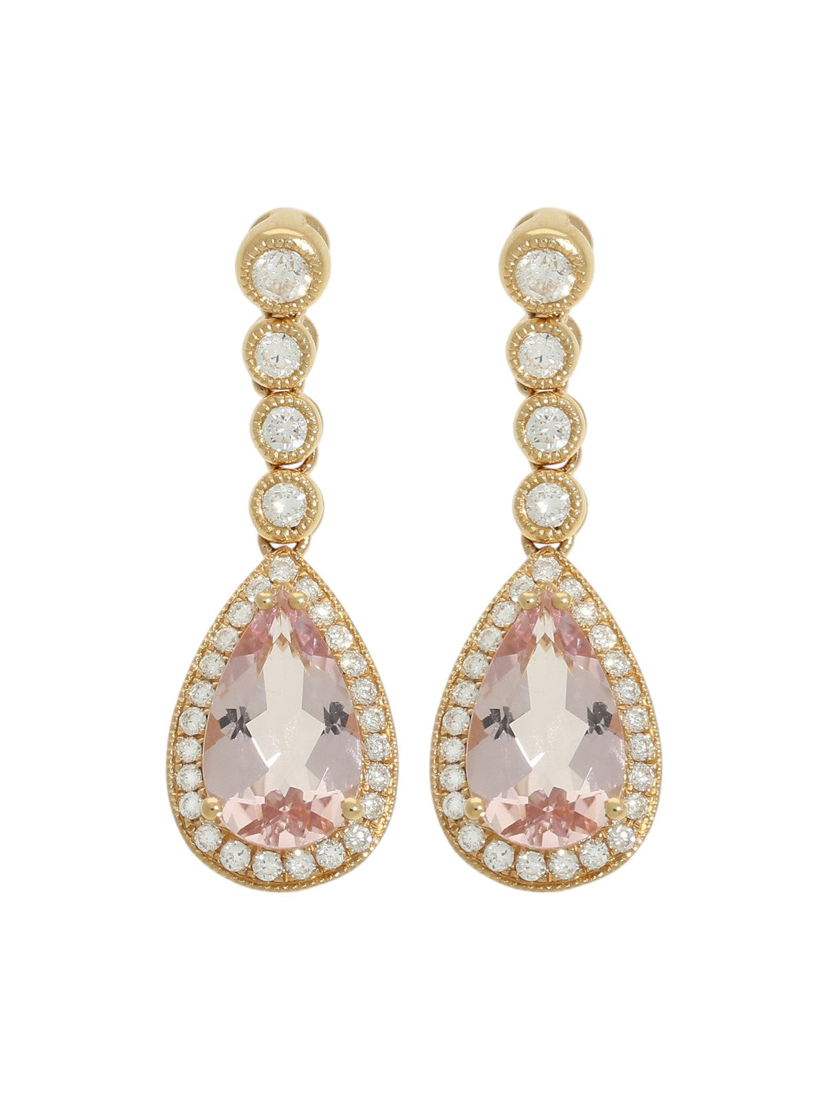 Morganite & Diamond Drop Earrings in 9ct Rose Gold
