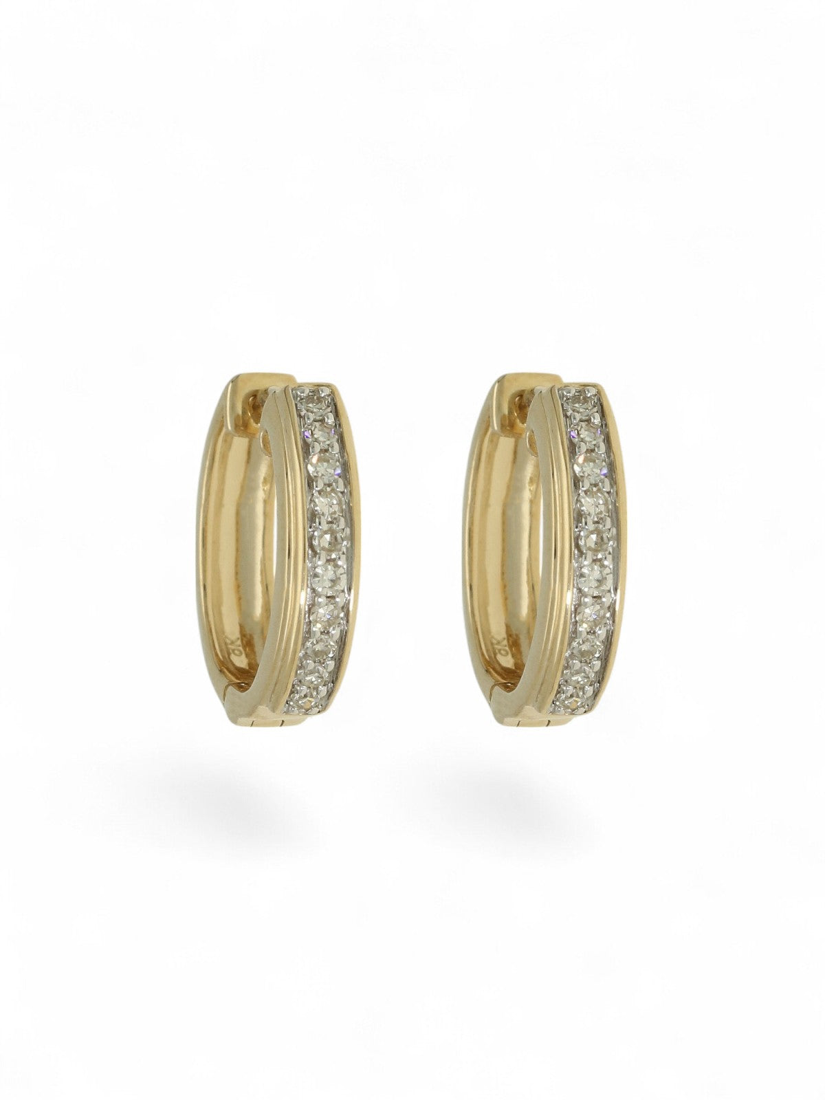 Diamond Channel Set Huggie Hoop Earrings in 9ct Yellow Gold