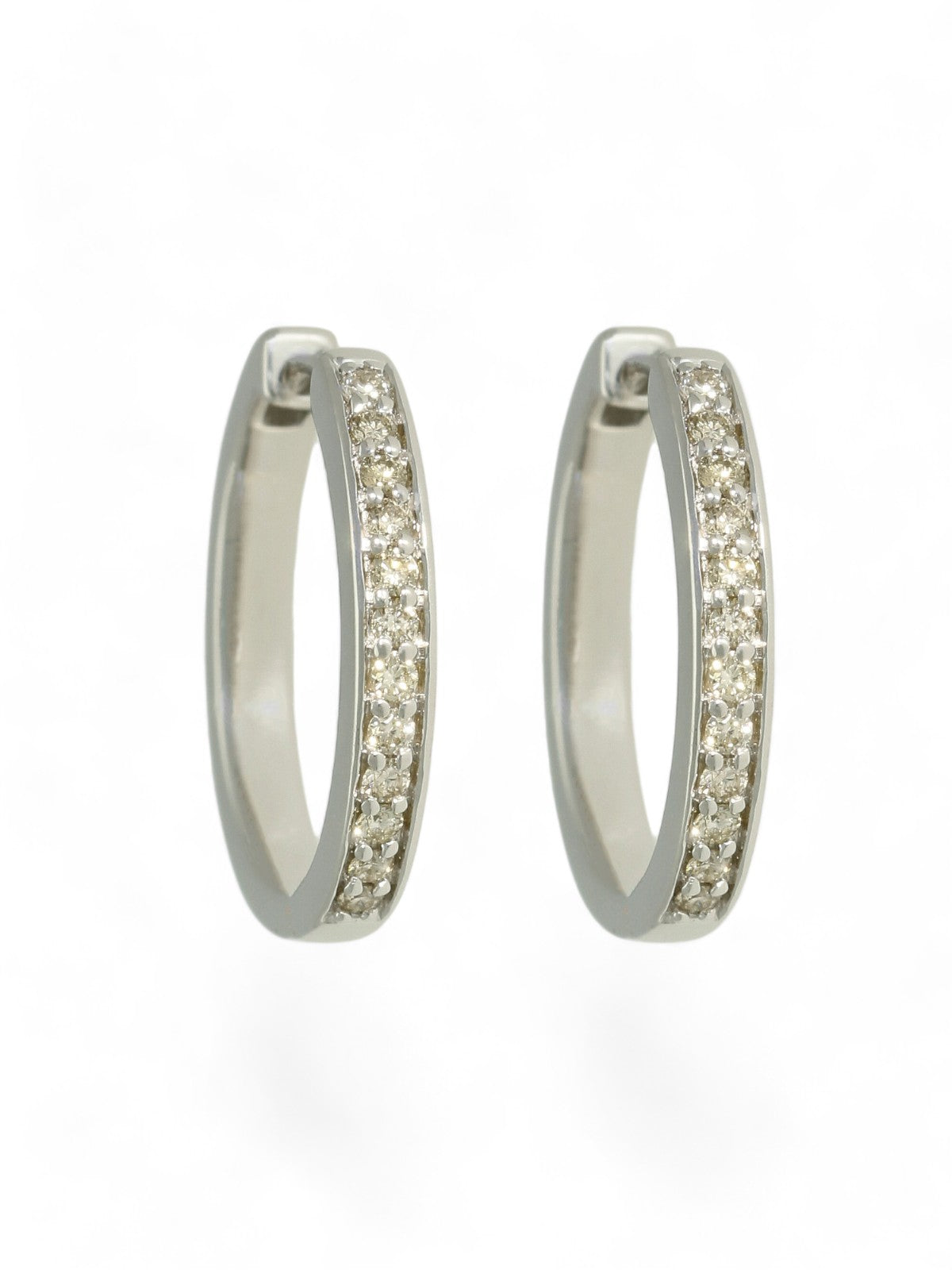 Diamond Channel Set Huggie Hoop Earrings in 9ct White Gold