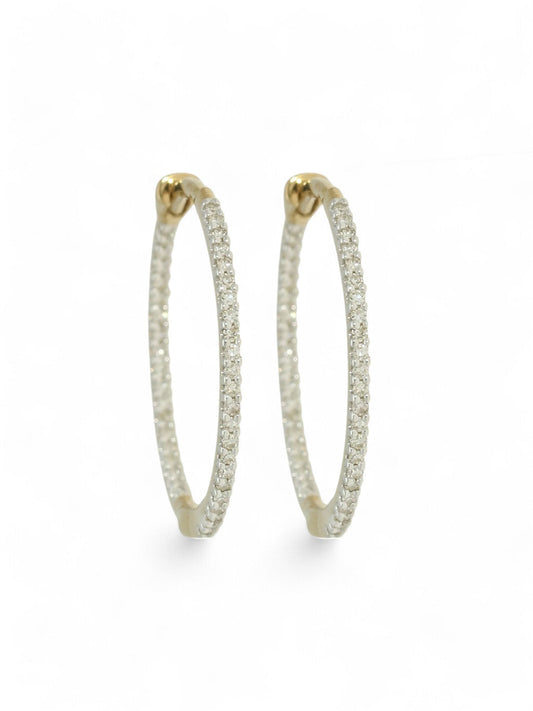 Diamond Inside-Out Hoop Earrings 0.25ct in 9ct Yellow Gold