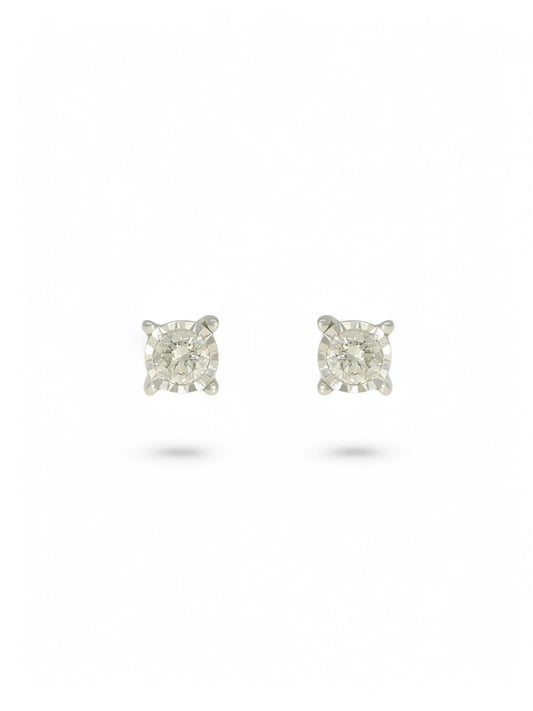Diamond Round Brilliant 0.15ct Solitaire Stud Earrings in 9ct White Gold