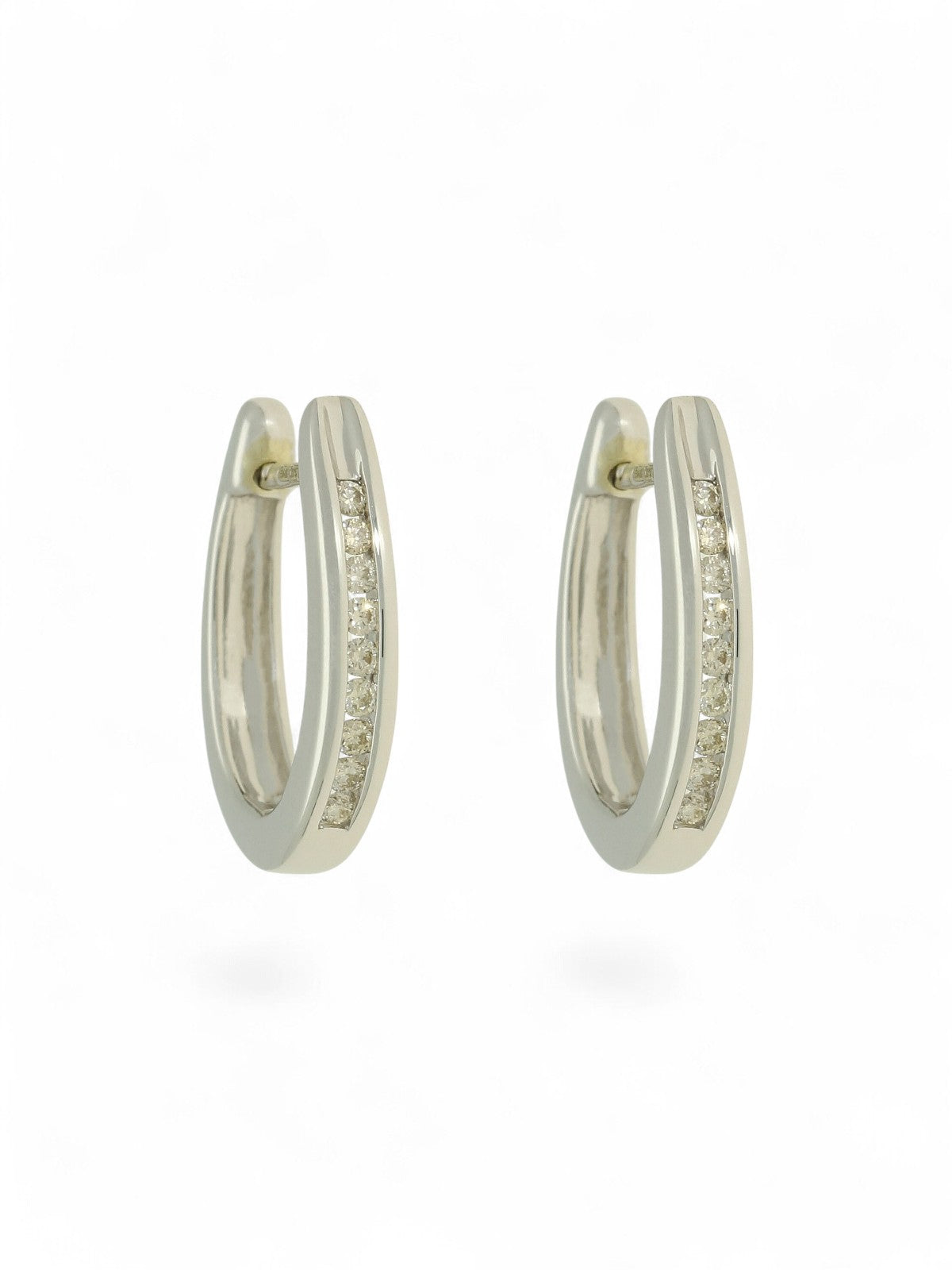 Diamond Channel Set Hoop Earrings in 9ct White Gold