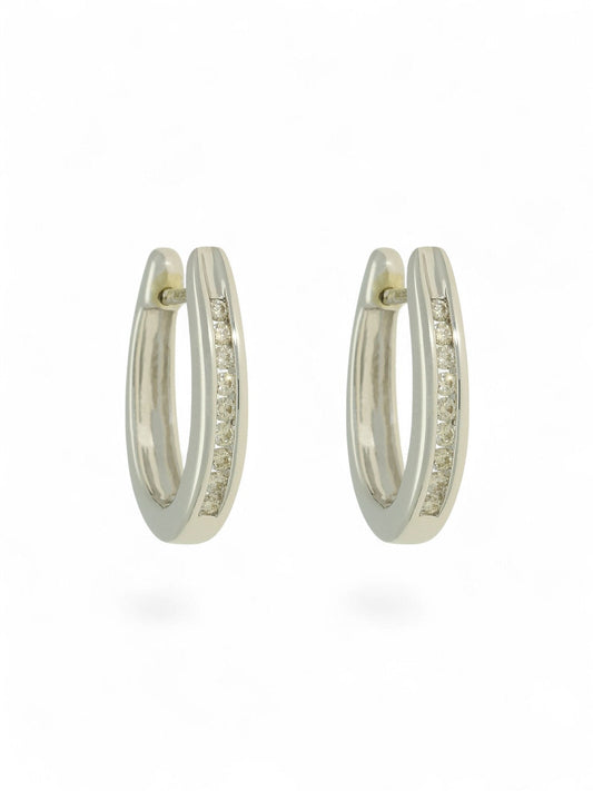 Diamond Channel Set Hoop Earrings in 9ct White Gold