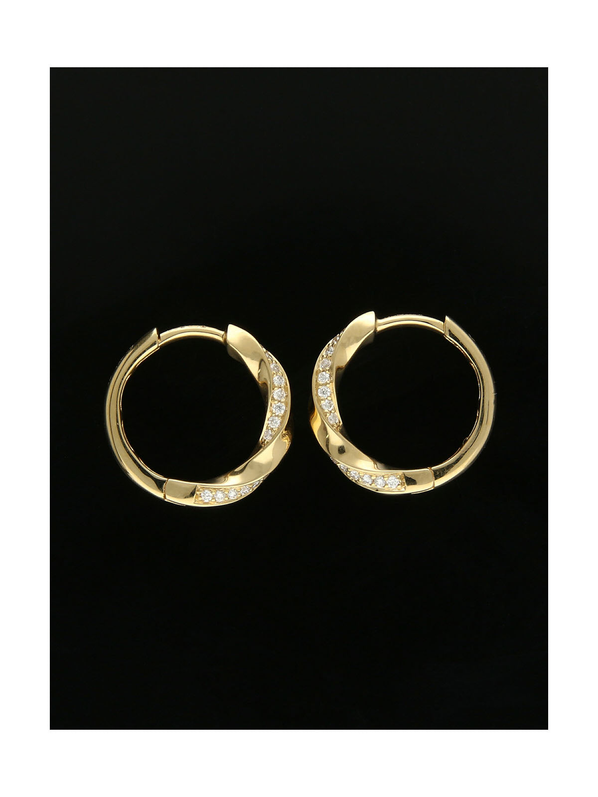 Diamond Twist Hoop Earrings in 9ct Yellow Gold