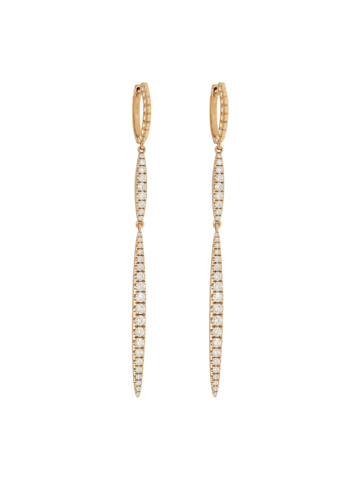 Diamond Hoop & Bar Drop Earrings with 1.03ct of Round Brilliant Diamonds in 18ct Rose Gold