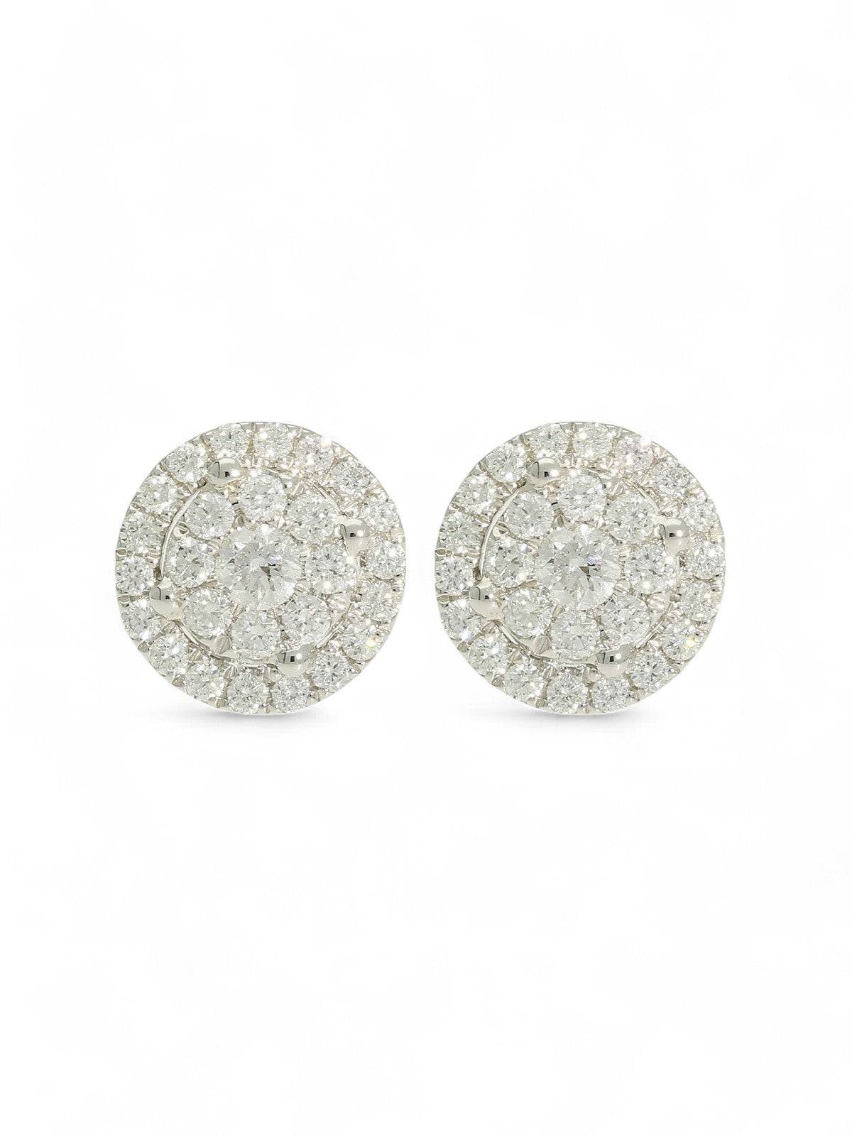 Diamond Cluster Earrings 0.62ct Round Brilliant Cut in 18ct White Gold