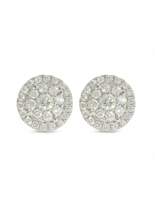 Diamond Set Cluster Stud Earrings 0.80ct in 18ct White Gold