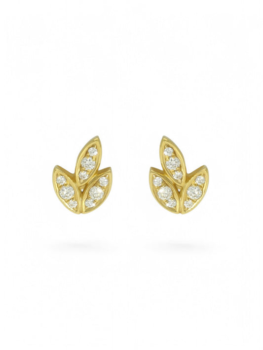 SALE Diamond Set Barleycorn Stud Earrings 0.13ct in 18ct Yellow Gold