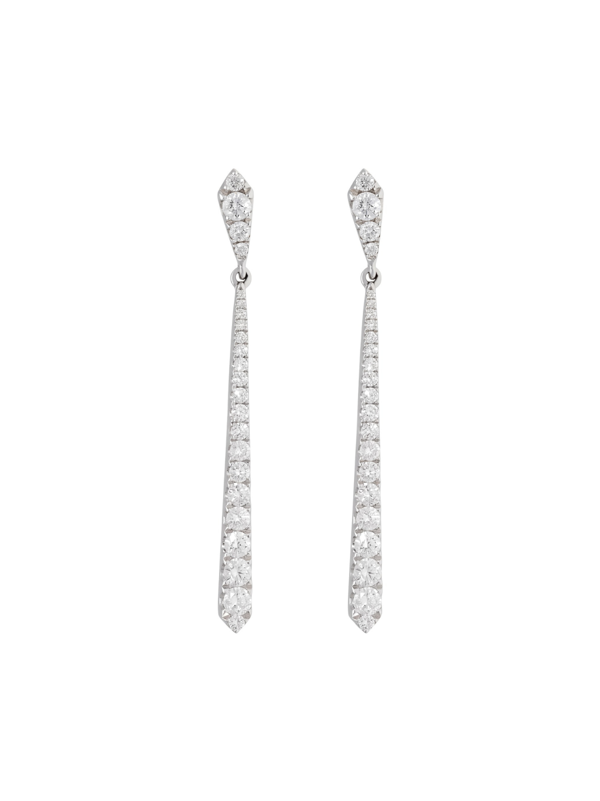 Diamond Drop Earrings with 1.46ct of Round Brilliant Diamonds in 18ct White Gold