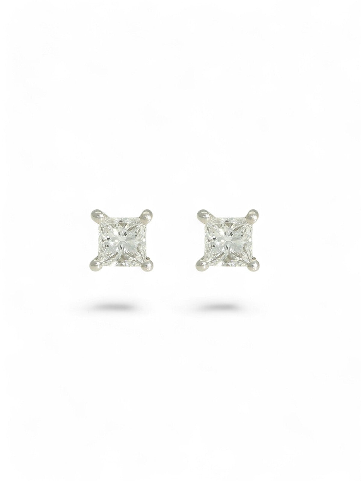 Diamond Solitaire Stud Earrings "The Grace Collection" 0.40ct Princess Cut in 18ct White Gold