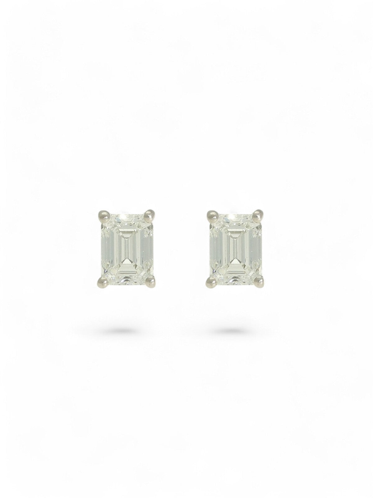 Diamond Solitaire Stud Earrings "The Zara Collection" 0.85ct Emerald Cut in 18ct White Gold