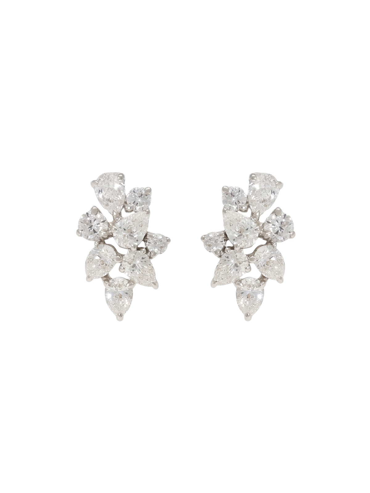 Diamond Cluster Earrings with 0.76ct of Pear & Round Brilliant Diamonds in 18ct White Gold