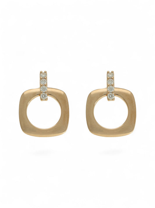 Diamond Square Earrings in 18ct Rose Gold