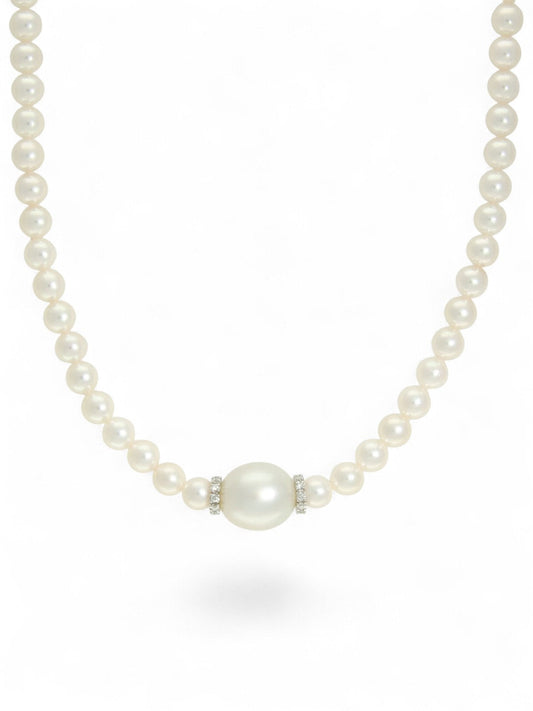 South Sea Pearl & Diamond Necklace in 18ct White Gold