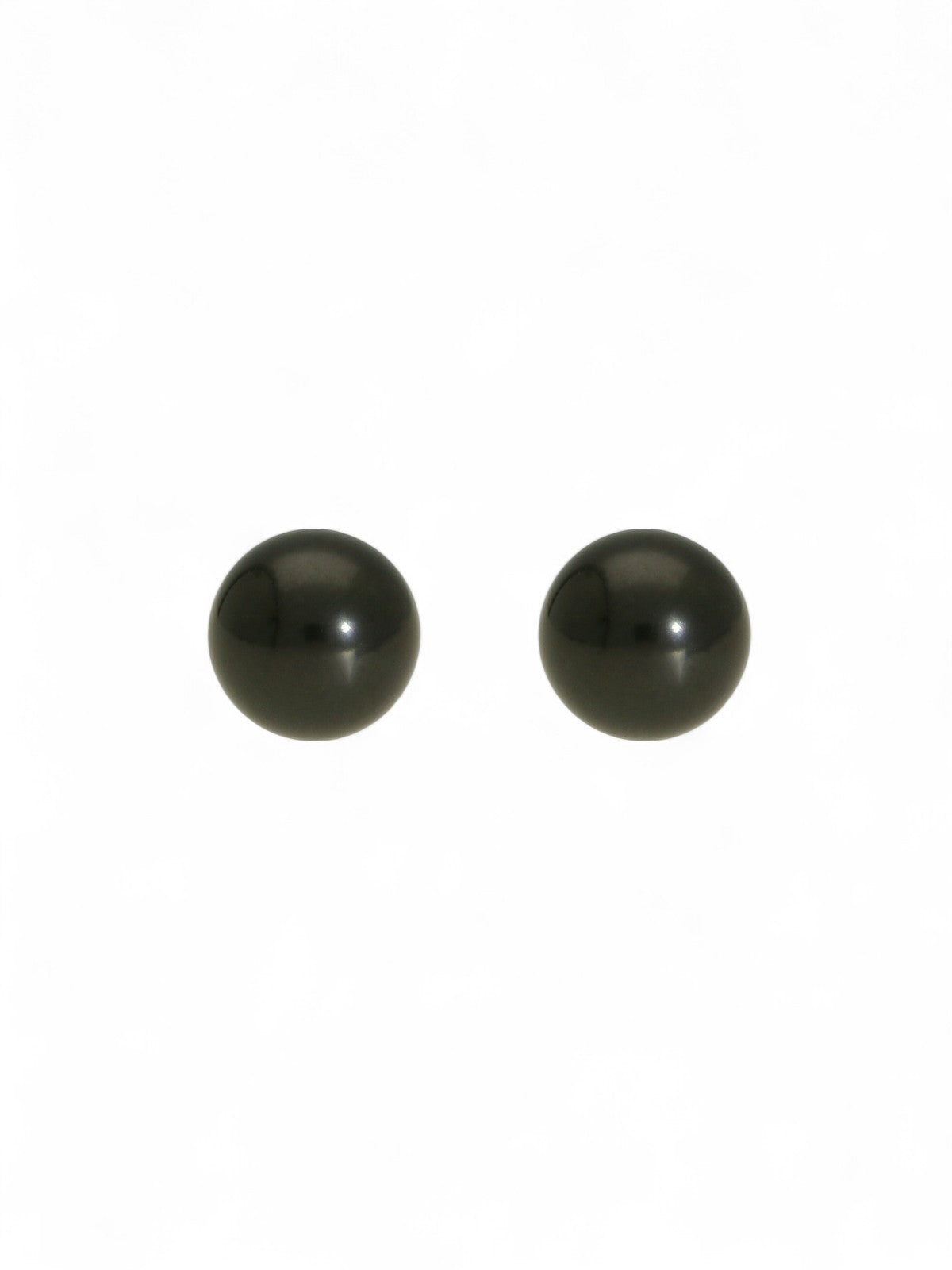 Black Cultured Pearl Stud Earrings 7.5mm in 9ct Yellow Gold