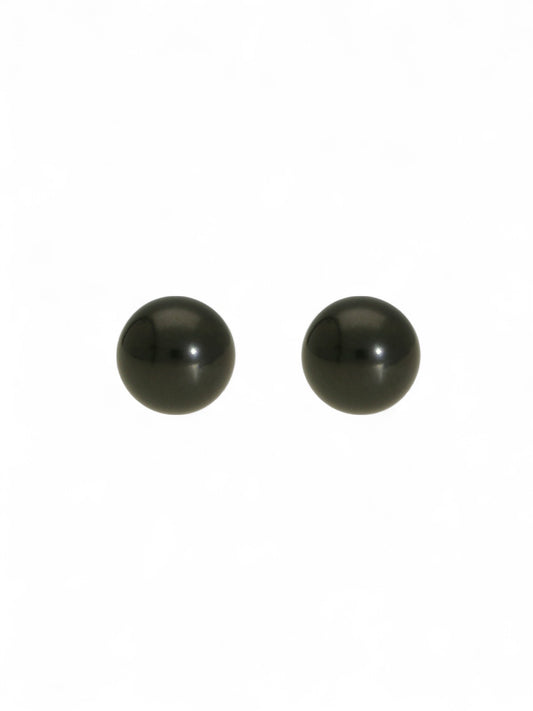 Black Cultured Pearl Stud Earrings 7.5mm in 9ct Yellow Gold